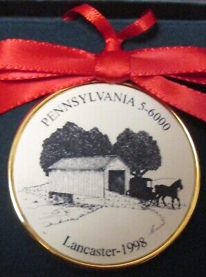 Barlow Ornament Lancaster Pennsylvania 1998 Covered Bridge w/Amish Buggy 5-6000