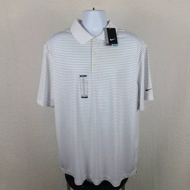 Nike Golf Polo Shirt Mens 2XL XXL Black White Tour Performance Dri Fit NWT