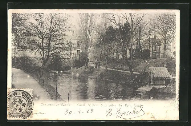 CPA Chalons-sur-Marne, Canal de Nau, vue prise du petit Jard 1903