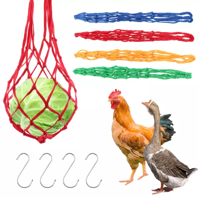 4pcs Polyester Fruit Poultry With Metal Hooks Chicken Vegetable Hanging Feeder