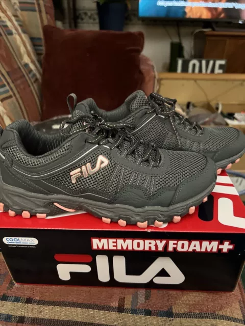 FILA Memory Uncharted 2 Trail Running Shoes Womens Sz 8.5 Grey 5JM00120-082 IOB