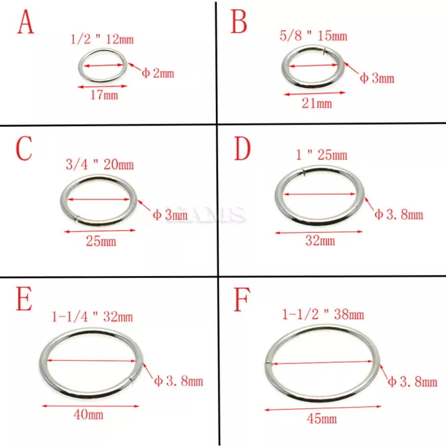 5pcs O rings Metal Non Welded Collars Round Loops Belt Buckle Package Accessorie