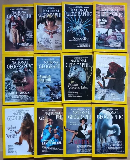 National Geographic 1990 english komplett Sammlung 1-12 Zeitschrift Hefte