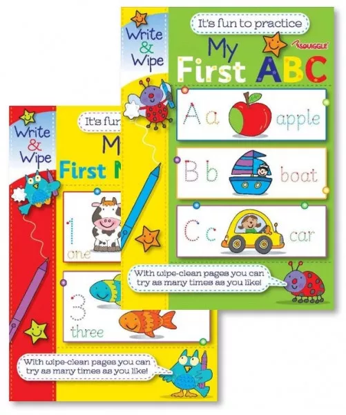 2 x EASY LEARNING CHILDRENS MY FIRST NUMBERS ABC WRITE AND WIPE PRACTICE BOOKS