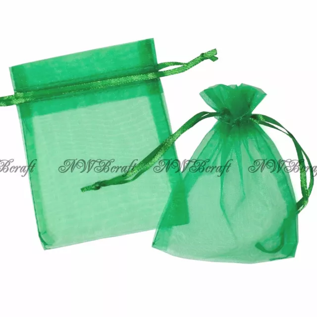 Emerald Organza Gift Favour Bags Wedding Jewellery Drawstring Pouches