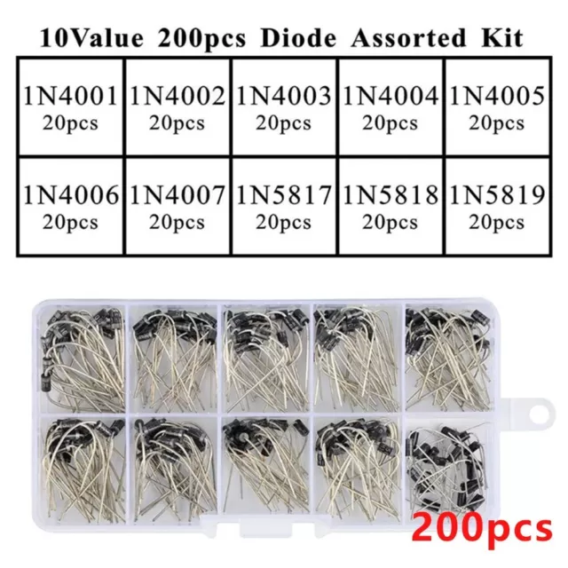 1 Stk 10 Wert Gleichrichterdiode 1N4001 ~ 1N5819 Zener Dioden Sortiment Kit