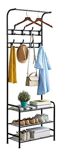 Gunolye supporto per cappotto in metallo supporto per vestiti stand 16 ganci scarpa a 3 livelli