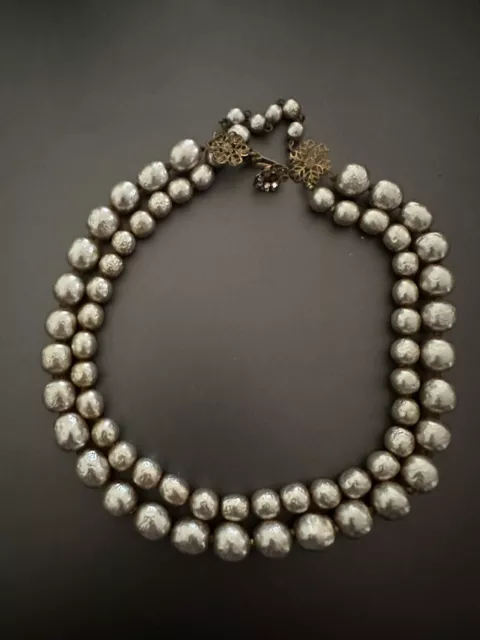 VINTAGE MIRIAM HASKELL Signed Double Strand Faux Pearl Necklace $250.00 ...
