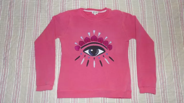 SWEAT PULL ROSE KENZO CATIMINI Fille 12 ans 152 cm MOTIF OEIL - BE