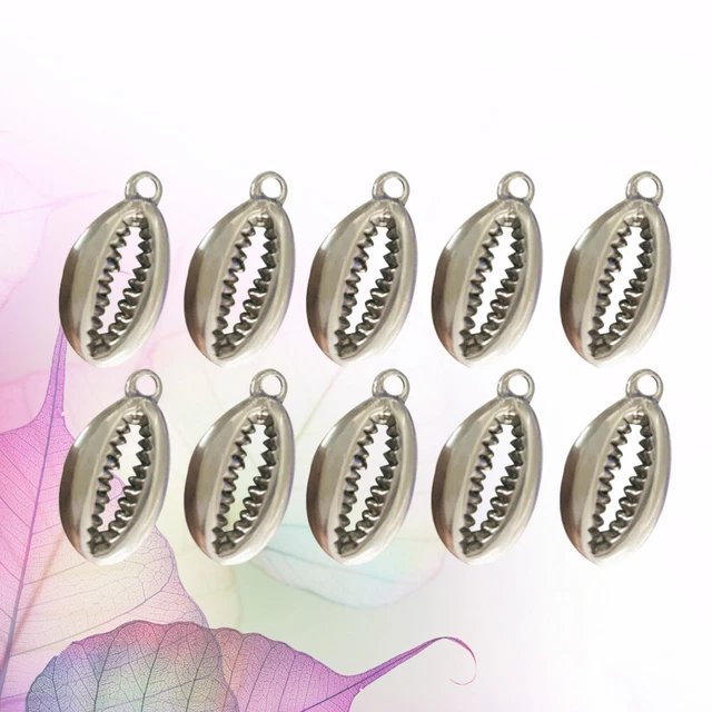 20 piezas Estilo Playa Almejas Dientes Adornos Acero Inoxidable Joyería Accesorios Hágalo usted mismo