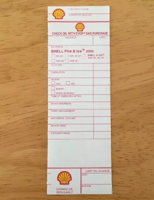 Vintage SHELL Oil Change Service Reminder Sticker Unused Gas Station (1) NOS