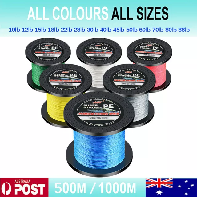 PE Braid Fishing Line 10 12 15 18 22 28 30 40 45 50 60 70lb 80lb 88lb 500m 1000m