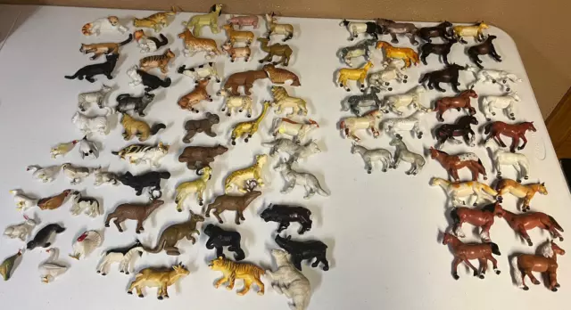 1988 1989 Vintage Funrise Plastic Animals Zoo Horses Farm Toy Lot of 85 Pieces