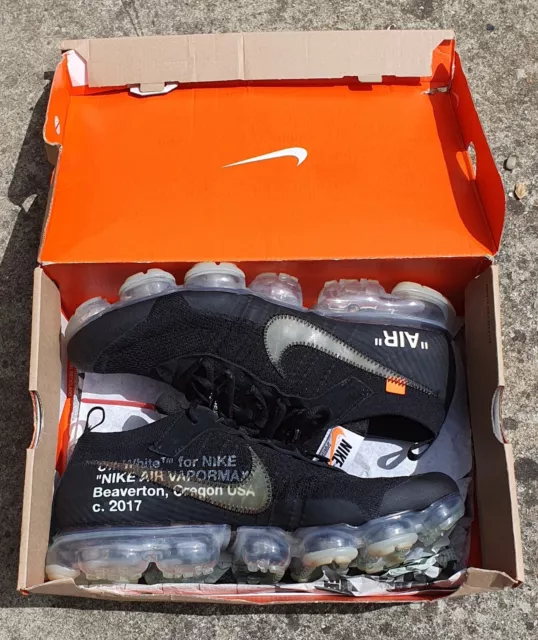 AIR VAPORMAX OFF WHITE Black Grey Uk11 Mens Pre Owned Condition