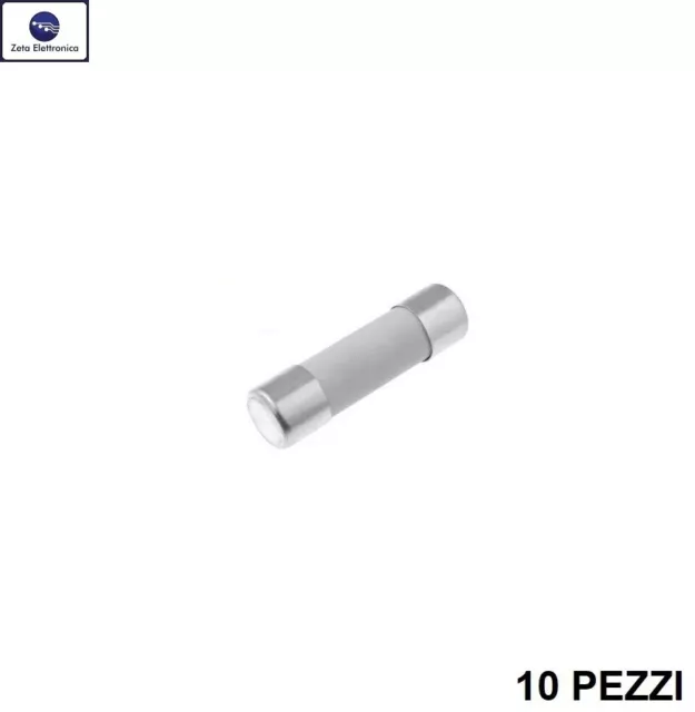 10PZ FUSIBILE 10A RAPIDO 250V FUSIBILI A TUBO 5X20mm IN CERAMICA VELOCE