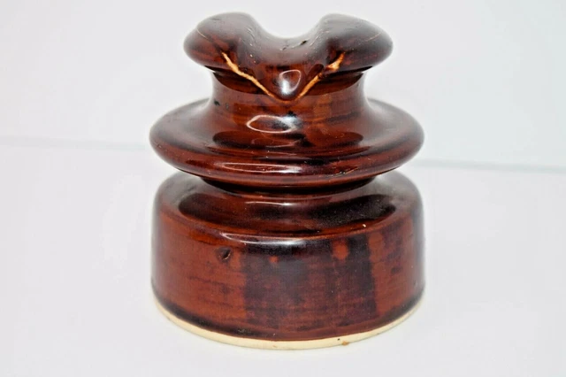 Vintage Locke Hi-Top 77 U.S.A. Brown Ceramic Power Line Insulator 3