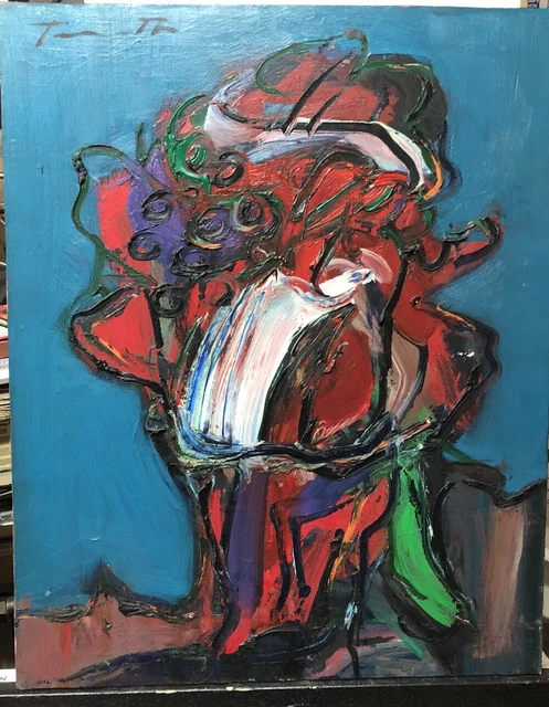 ADRIANO TUNINETTO OLIO SU TELA VOLTO ASTRATTO BLU 40x50 CM RUGGERI INFORMALE