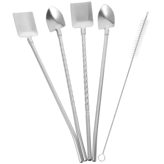 Stainless Steel Watermelon Spoon Straw Coffee Straws Spoons