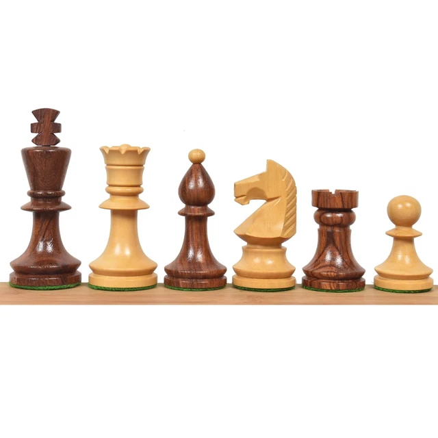 3.8" Romanian Hungarian Chess Pieces only set - Weighted Golden Rosewood