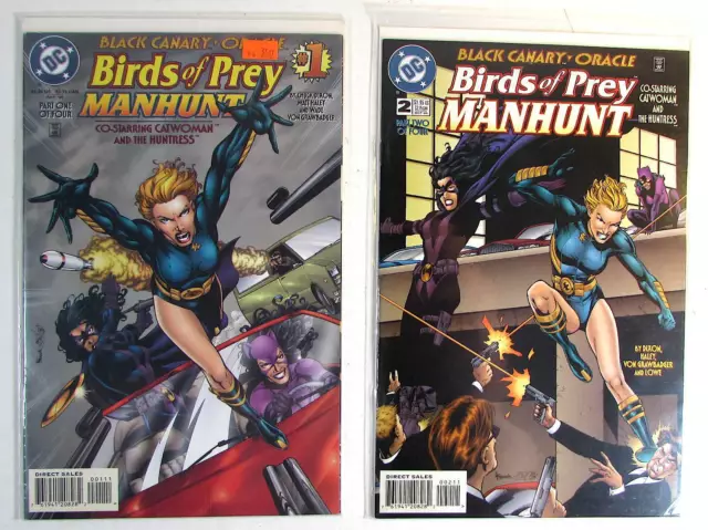 Birds of Prey Manhunt Lot of 2 #1,2 DC Comics (1996) NM- 1st Print Comic Books