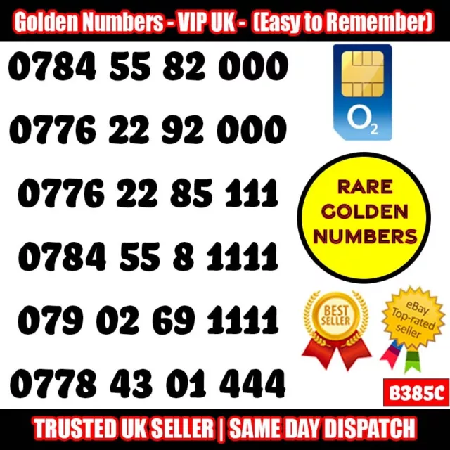 Gold Easy Mobile Number Memorable Platinum Vip Uk Pay As You Go Sim Lot - B385C
