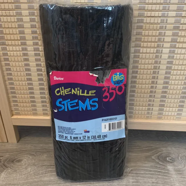 Limpiadores de tuberías Darice Chenille Stems 6 mm x 12 pulgadas negro - 350 piezas NUEVO