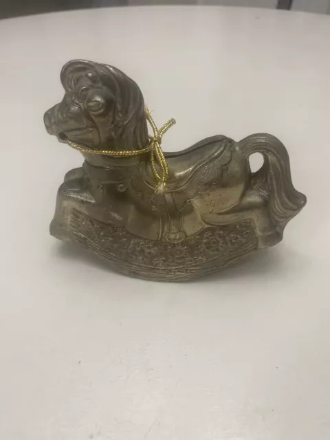 Little Bronze Rocking Horse Bank Missing The Stopper