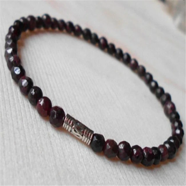 4mm Garnet Beads Crystal Men Bracelet Mala Sutra Chakras Spirituality Healing
