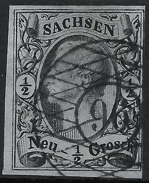 Sachsen Nummernstempel ~ N96 Neusalza~ MiNr. 8 ~ 1/2 Ngr.