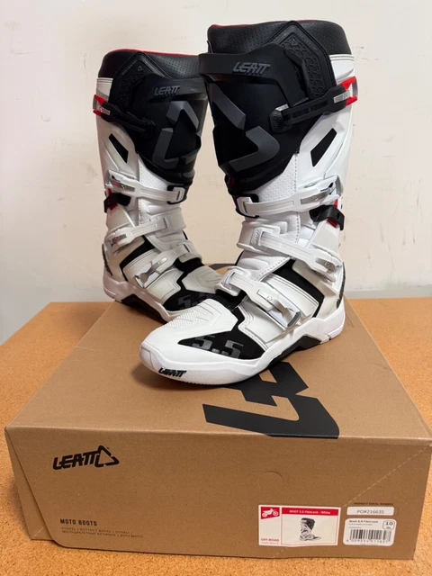 Leatt Protection NEW LEATT 5.5 FlexLock Motocross MX Dirt Bike Boots White/Black Size 10 ...