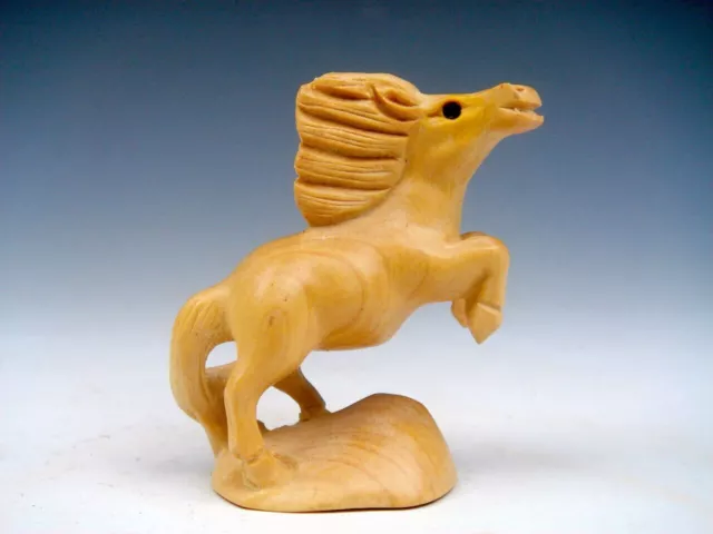 Japanese Boxwood Hand Carved Netsuke Sculpture Running Horse 2 Legs Up #11182202