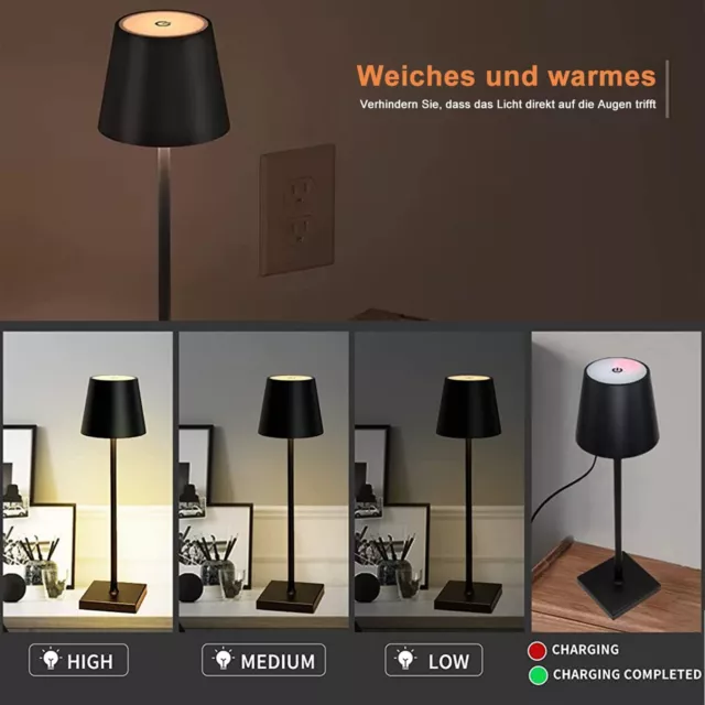 Tischlampe LED Tischleuchte Dimmbar Lampe Desktop Nachttischlampen USB Kabellose