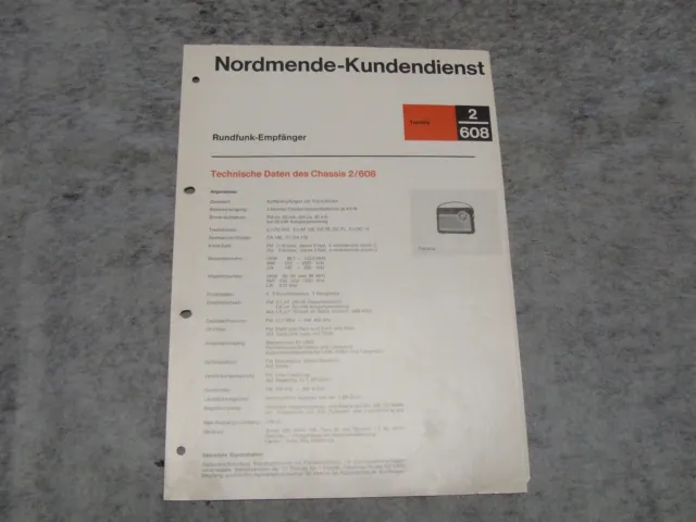 Schaltplan Service Manual Kofferradio Radio Nordmende Transita 2/608