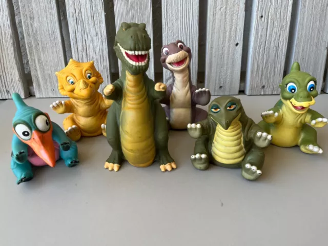 Vtg 1988 Pizza Hut The Land Before Time Dinosaurs Set of 6 Rubber Hand Puppets