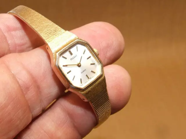 VINTAGE PULSAR GOLD Tone Stainless Ladies Quartz Watch V232 6870 Needs Battery 40.00 PicClick