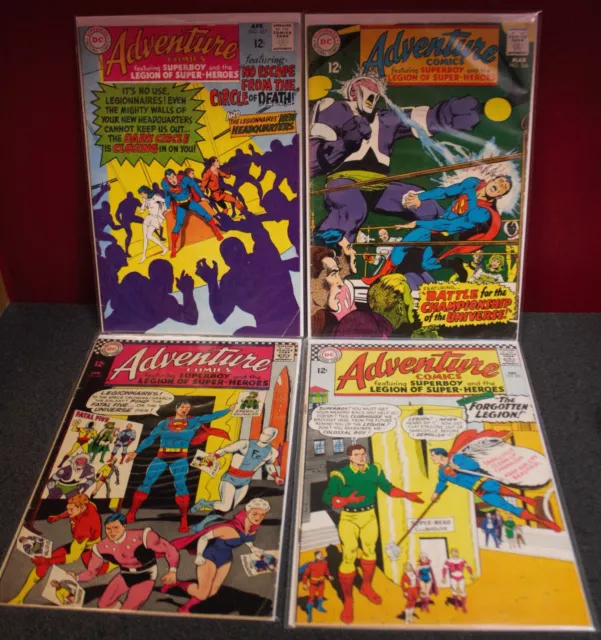 4 Adventure comics feat. Superboy & Legion of Super-Heroes 351, 352, 366, 367