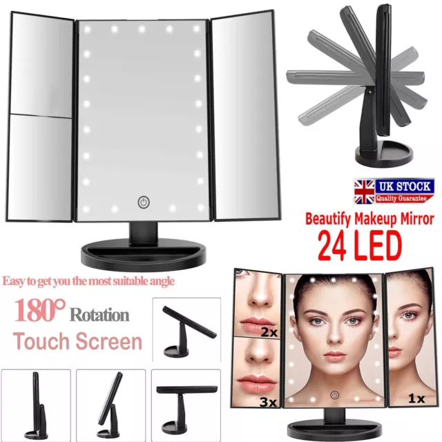 22 LED Touch Screen Make Up Mirror Tabletop Lighted Cosmetic Illuminated Vanity