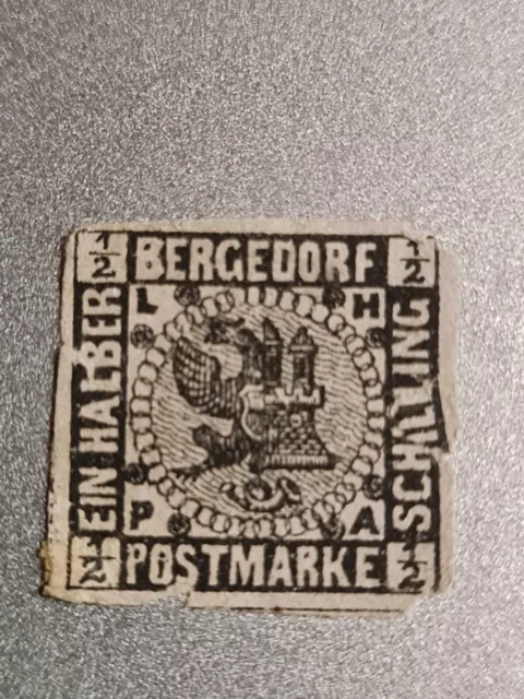 Schöne uralte Klassik Briefmarke weltweit aus Hamburg /Bergedorf Altdeutschland