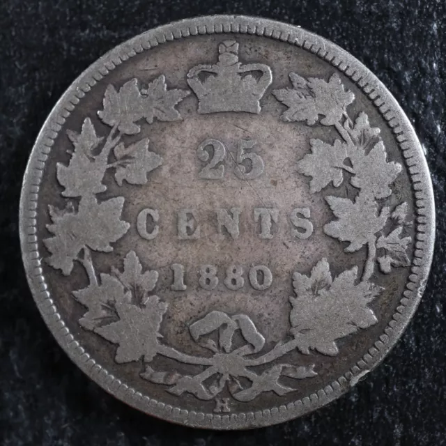 25 cents 1880H Wide 0 Canada silver Queen Victoria c ¢ quarter W0 G-4