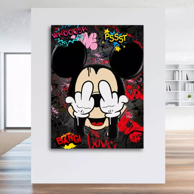 Leinwandbild Bad Micky Maus Comic Pop Art Lifestyle Wandbild Wohnzimmer Bilder