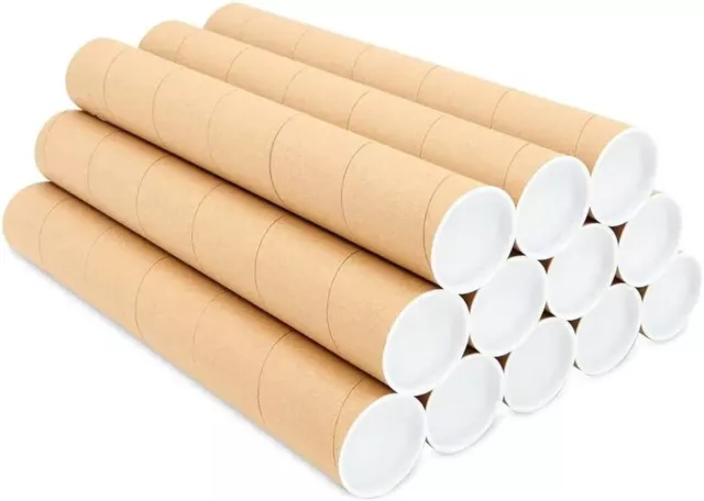 32 - 2" x 15" Round Cardboard Shipping Mailing Tube Tubes With End Caps 3