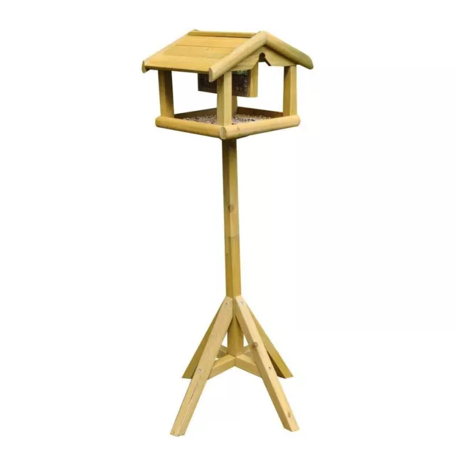 Deluxe Wooden Bird Table With Built In Feeder Free Standing Bird Feeding Station