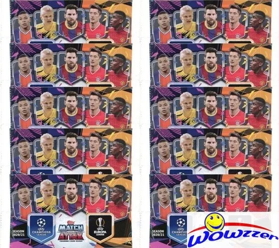 (10) 2020/21 Topps Match Attax Champions League Soccer Sealed Foil Packs-60 Card
