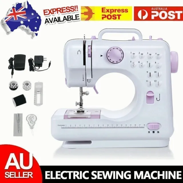 12 Stitches Mini Electric Sewing Machine Portable Overlock 2 Speeds Foot Pedal J