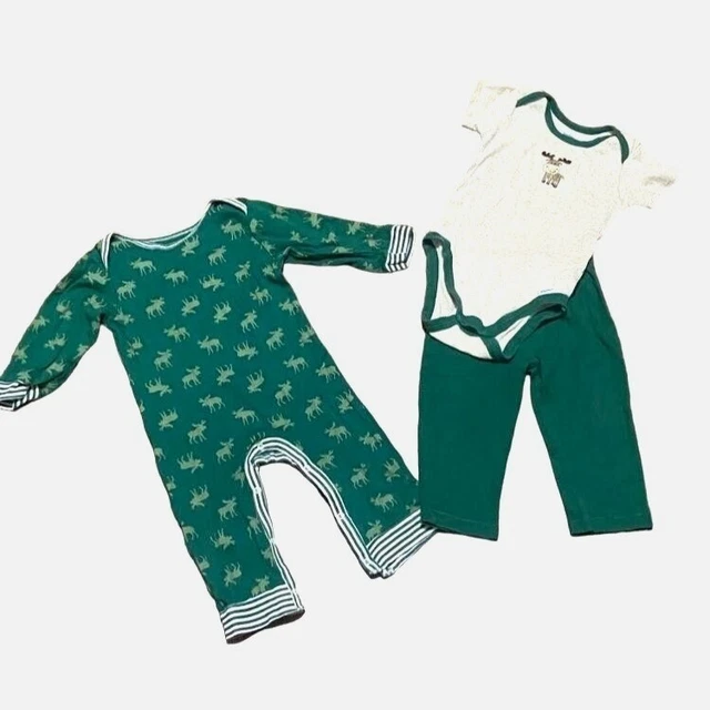 Adorable Infant Boy 12 Months Green Outfits by Gerber - Set of 2