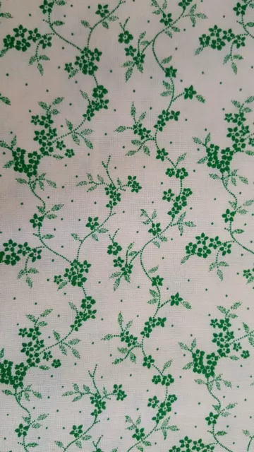 New BTYx44/45" 100% Cotton, Small Green Floral Design over Parchment Background