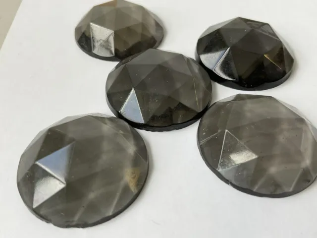25Mm German Stained Glass Faceted Fb Round Black Diamond Unfoiled Jewel (6 Pcs)