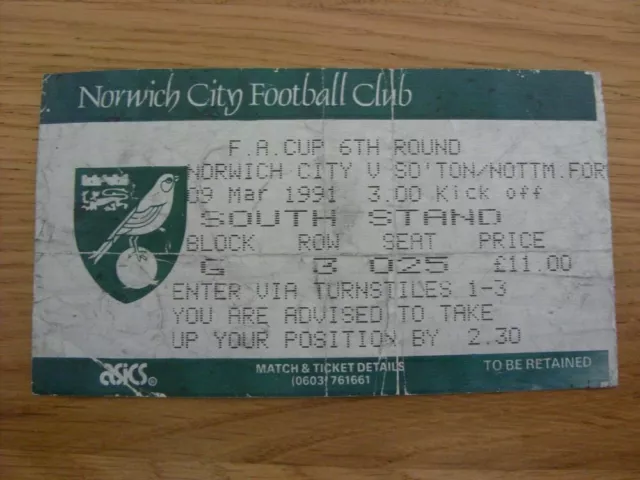 25/01/1997 Ticket: Norwich City v Southampton OR Nottingham Forest [FA Cup] (fol