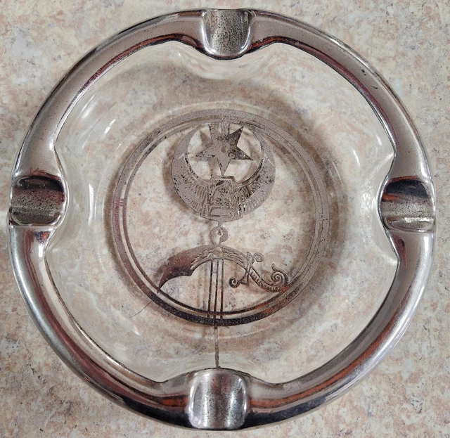 Maskat Shrine Glass/Sterling Silver Ashtray
