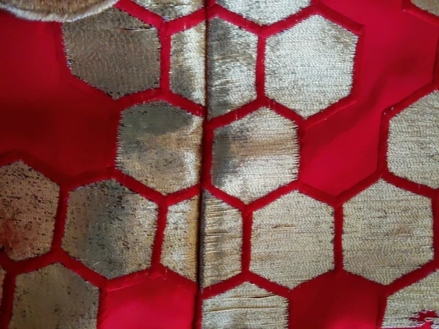 VTG UCHIKAKE KIMONO🌹Furisode RED Wedding FORMAL JAPANESE SILK HEAVY EMBROIDERY 5
